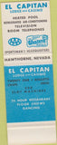 Matchbook Cover - El Capitan Lodge Casino Hawthorne NV