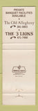 Matchbook Cover - Old Allegheny Restaurant Pittsburgh PA 3 Lions