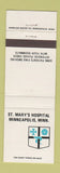 Matchbook Cover - St Mary's Hopsital Minneapolis MN