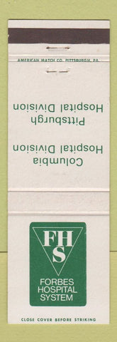 Matchbook Cover - Forbes Hospital System Columbia Pittsburgh PA