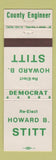 Matchbook Cover - Howard Stitt County Engineer Harrison County OH
