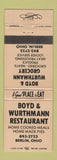 Matchbook Cover - Boyd & Wurthmann Restaurant Grocery Berlin OH