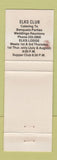 Matchbook Cover - Elks Lodge Wheeling WV