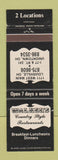Matchbook Cover - Walker's Country Style Restaurants Uniontown Louisville OH