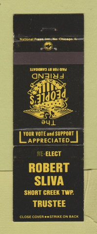 Matchbook Cover - Robert Sliva Short Creek Township Election OH EDITED WEAR
