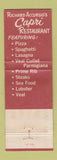 Matchbook Cover - Richard Accursio's Capri Restaurant Florida City FL WORN