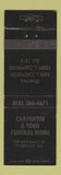Matchbook Cover - Carpenter & Ford Funeral Home Fairmont WV