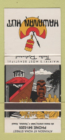 Matchbook Cover - Hawaiian Hut Waikiki Hawaii 30 Strike