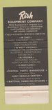 Matchbook Cover - Rish Tractors Mining Equipment OH WV VA MD 30 Strike