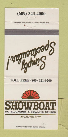 Matchbook Cover - Showboat Hotel Casino Atlantic City NJ bowling 30 Strike