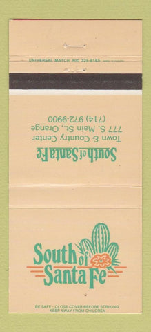 Matchbook Cover - South of Sante Fe Restaurant Orange CA 30 Strike