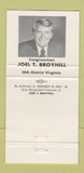 Matchbook Cover - Joel Broyill Congress VA Virginia 30 Strike