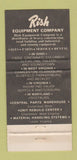 Matchbook Cover - Rish Tractors Youngstown OH WEAR 30 Strike