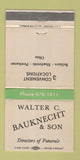 Matchbook Cover - Walter Bauknecht Funeral Home Bellaire Powhatan OH 30 Strike
