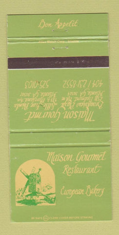 Matchbook Cover - Maison Gourmet Restaurant Atlanta GA 30 Strike