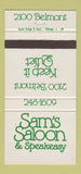 Matchbook Cover - Sam's Saloon Speakeasy Chicago? IL 30 Strike