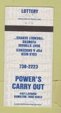 Matchbook Cover - Power's Carry Out liquor grocery Hamilton OH 30 Strike