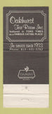 Matchbook Cover - Oakhurst Tea Room Somerset PA 30 Strike