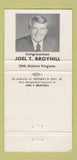 Matchbook Cover - US Congress Joel Broyhill VA 30 Strike