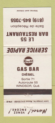 Matchbook Cover - Gulf oil gas Le 55 Bar Restaurant Windsor QC 30 Strike