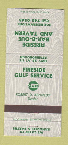 Matchbook Cover - Gulf oil gas Fireside BBQ Tavern Peterborough ON 30 Strike