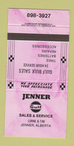 Matchbook Cover - Jenner Gulf oil gas Jenner AB 30 Strike