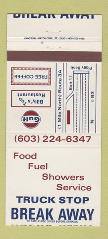 Matchbook Cover - Gulf oil gas Truck Stop Break Away 30 Strike