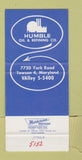 Matchbook Cover - Esso oil gas Humble Towson MD 30 Strike