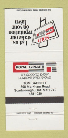 Matchbook Cover - Royal LePage Real Estate Tom Barnett Scarborough ON 30 Strike