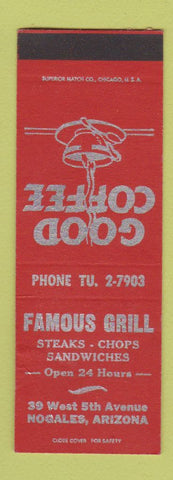 Matchbook Cover - Famous Grill Restaurant Nogales AZ SAMPLE WORN