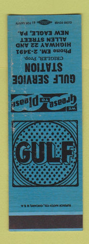Matchbook Cover - Gulf oil gas New Eagle PA SAMPLE WORN