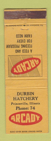Matchbook Cover - Arcady Feed Durbin Hatchery Princeville IL WEAR
