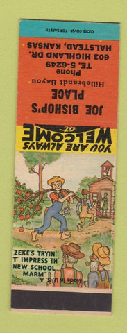 Matchbook Cover - Joe Bishop's Place Halstead KS hillbilly SAMPLE
