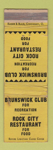 Matchbook Cover - Brunswick Club Rock City WORN