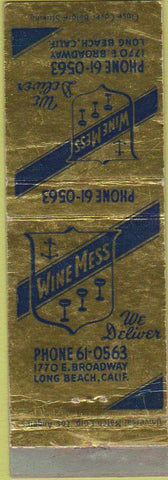 Matchbook Cover - Wine Mess Long Beach CA WEAR