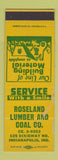 Matchbook Cover - Roseland Lumber Indianapolis IN SAMPLE WEAR