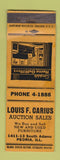 Matchbook Cover - Louis Carius Auction Sales Peoria IL WEAR
