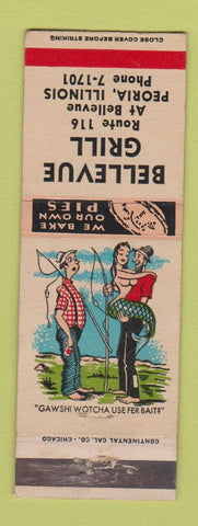 Matchbook Cover - Bellevue Grill Peoria IL hillbilly
