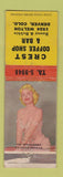 Matchbook Cover - Crest Coffee Shop Bar Denver Colorado pinup POOR STRIKER