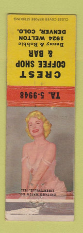 Matchbook Cover - Crest Coffee Shop Bar Denver Colorado pinup POOR STRIKER