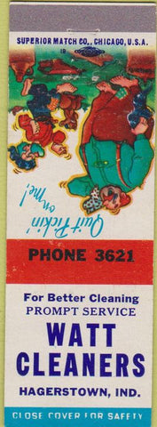 Matchbook Cover - Watt Cleaners Hagerstown IN hillbilly