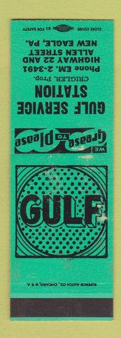 Matchbook Cover - Gulf oil gas New Eagle PA SAMPLE CREASES