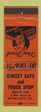 Matchbook Cover - Kimzey Cafe Truck Stop Hanna City IL ORANGE WEAR