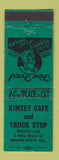 Matchbook Cover - Kimzey Cafe Truck Stop Hanna City IL TEAL WORN