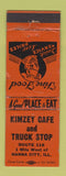 Matchbook Cover - Kimzey Cafe Truck Stop Hanna City IL ORANGE WORN