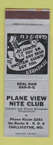 Matchbook Cover - Plane View Nite Club Chillicothe MO SAMPLE CREASES