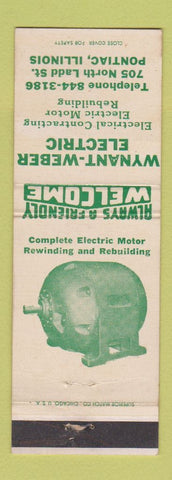 Matchbook Cover - Wynant Weber Electric Pontiac IL