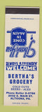 Matchbook Cover - Bertha's Grocery Altoona PA SAMPLE