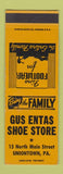 Matchbook Cover - Gus Entas Shoe Store Uniontown PA SAMPLE