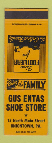 Matchbook Cover - Gus Entas Shoe Store Uniontown PA SAMPLE